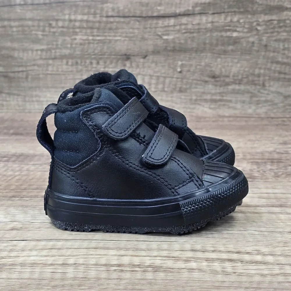 Converse Chuck Taylor All Star Berkshire Toddler's Sz 4 Black Leather Boots NEW